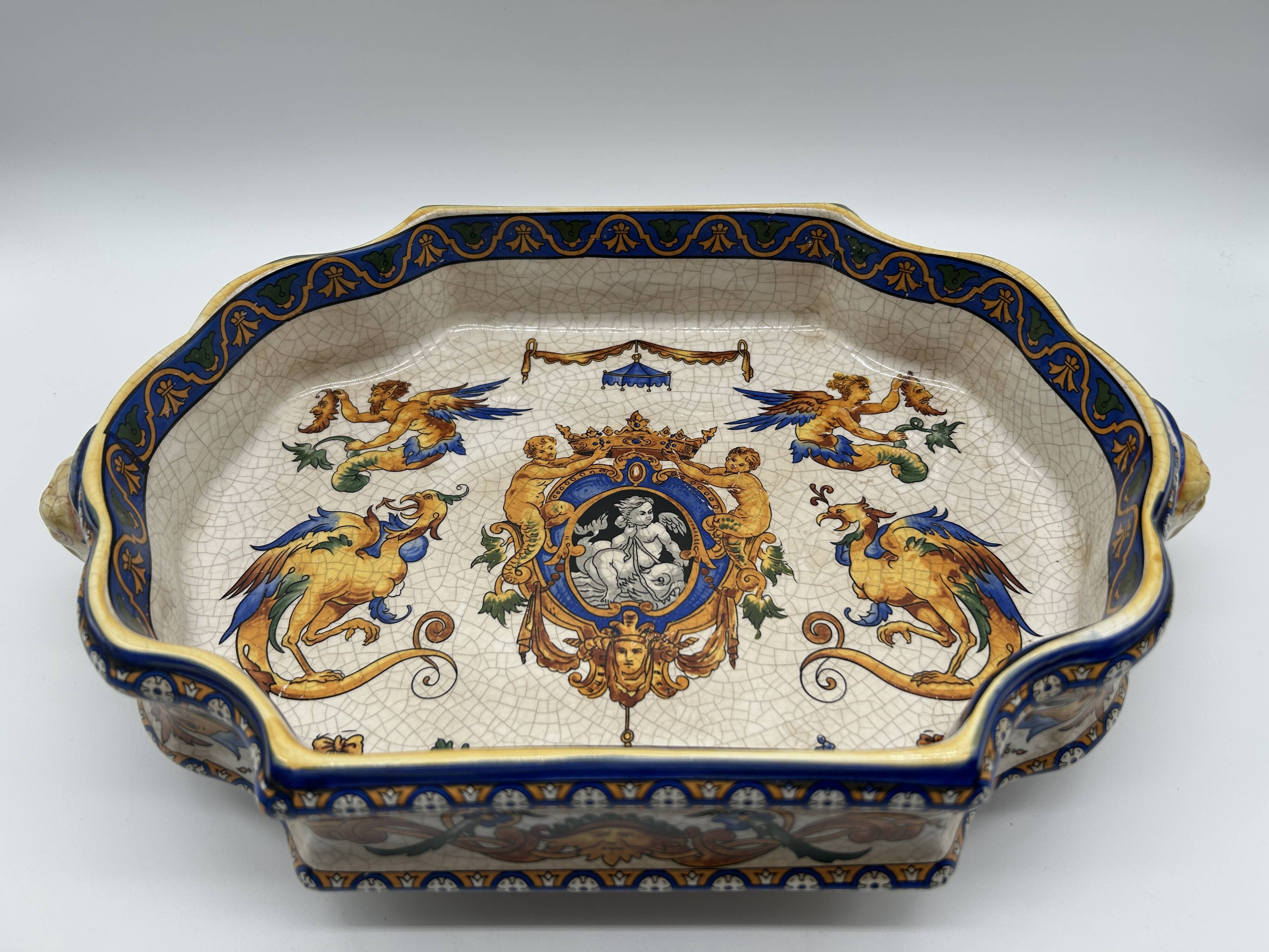 Table centre in earthenware in the style of gien.