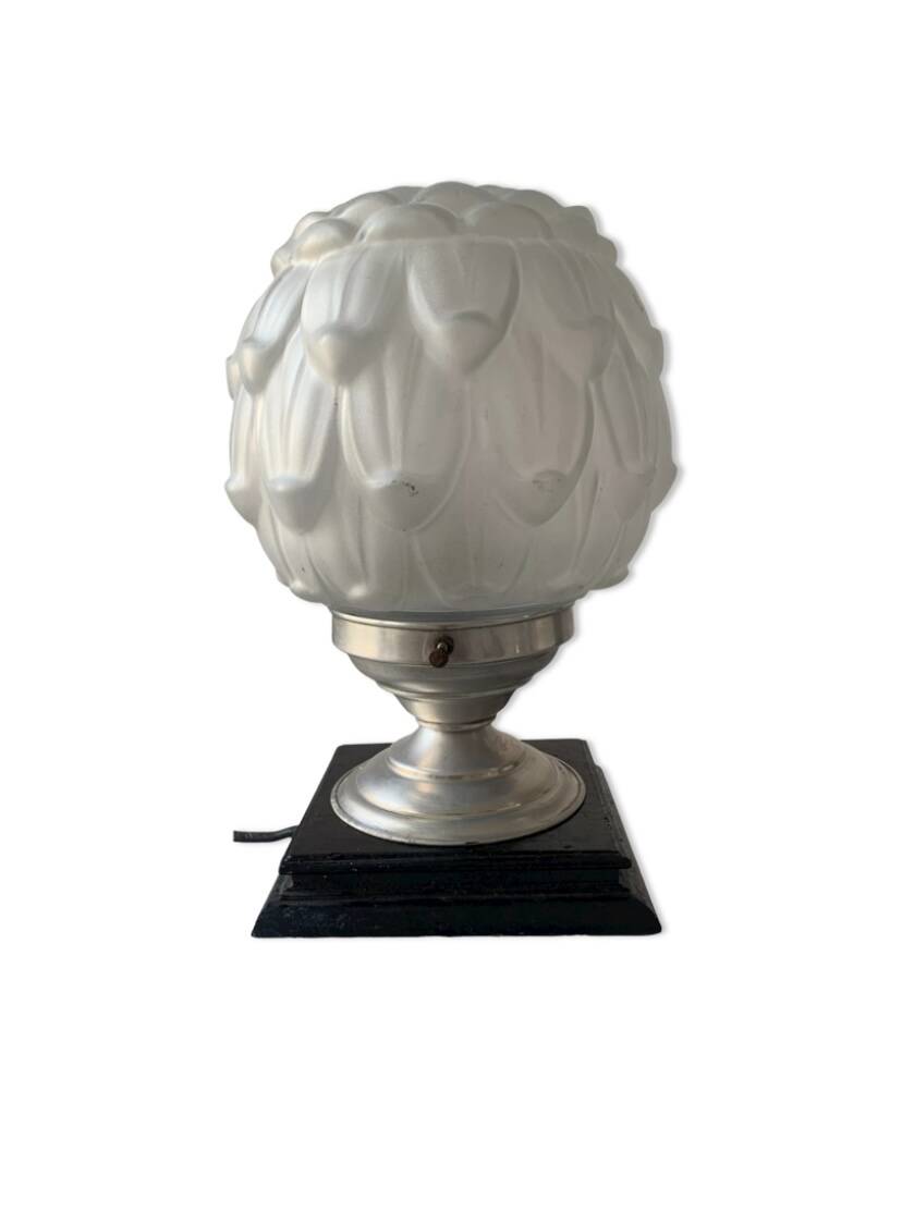 Old art deco molded glass table lamp