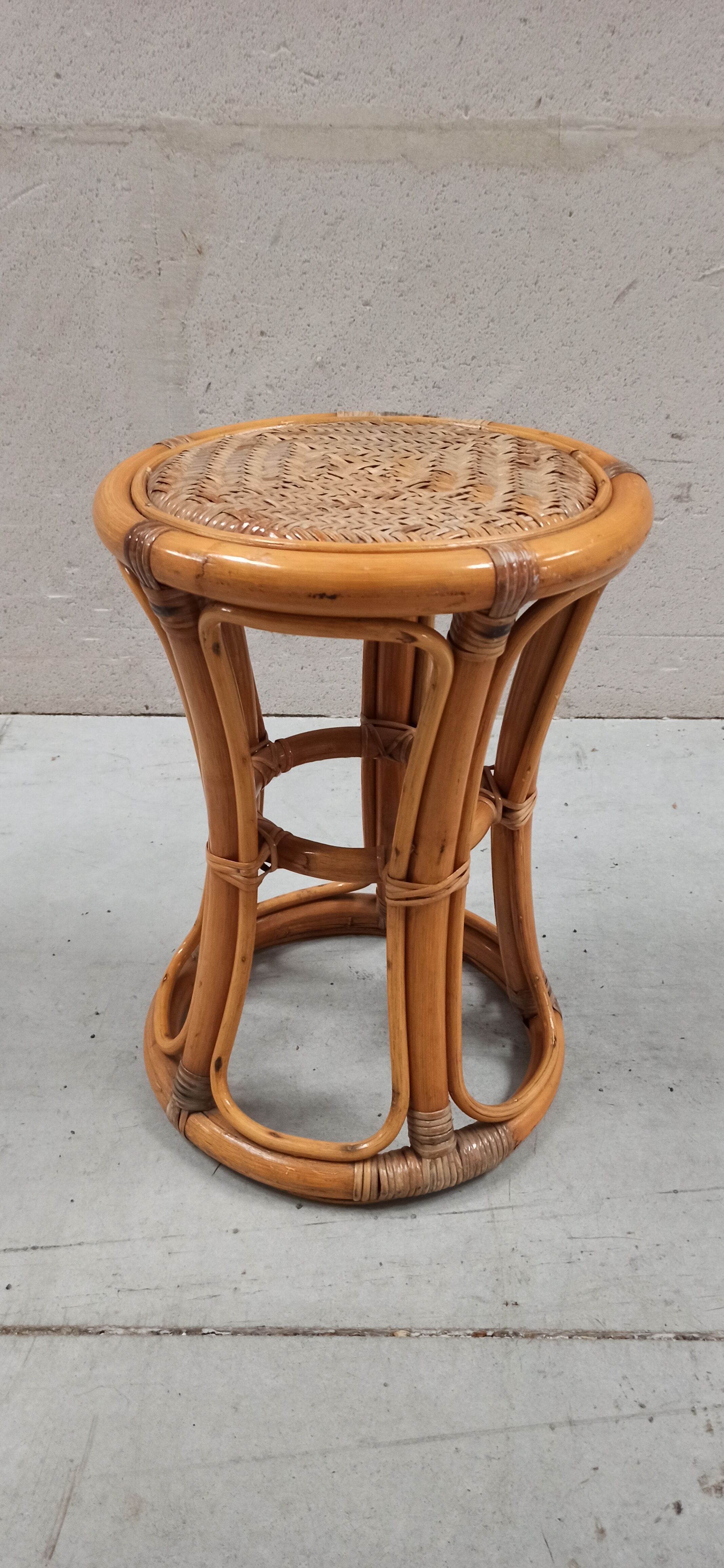 Bamboo and rattan stool, 70's