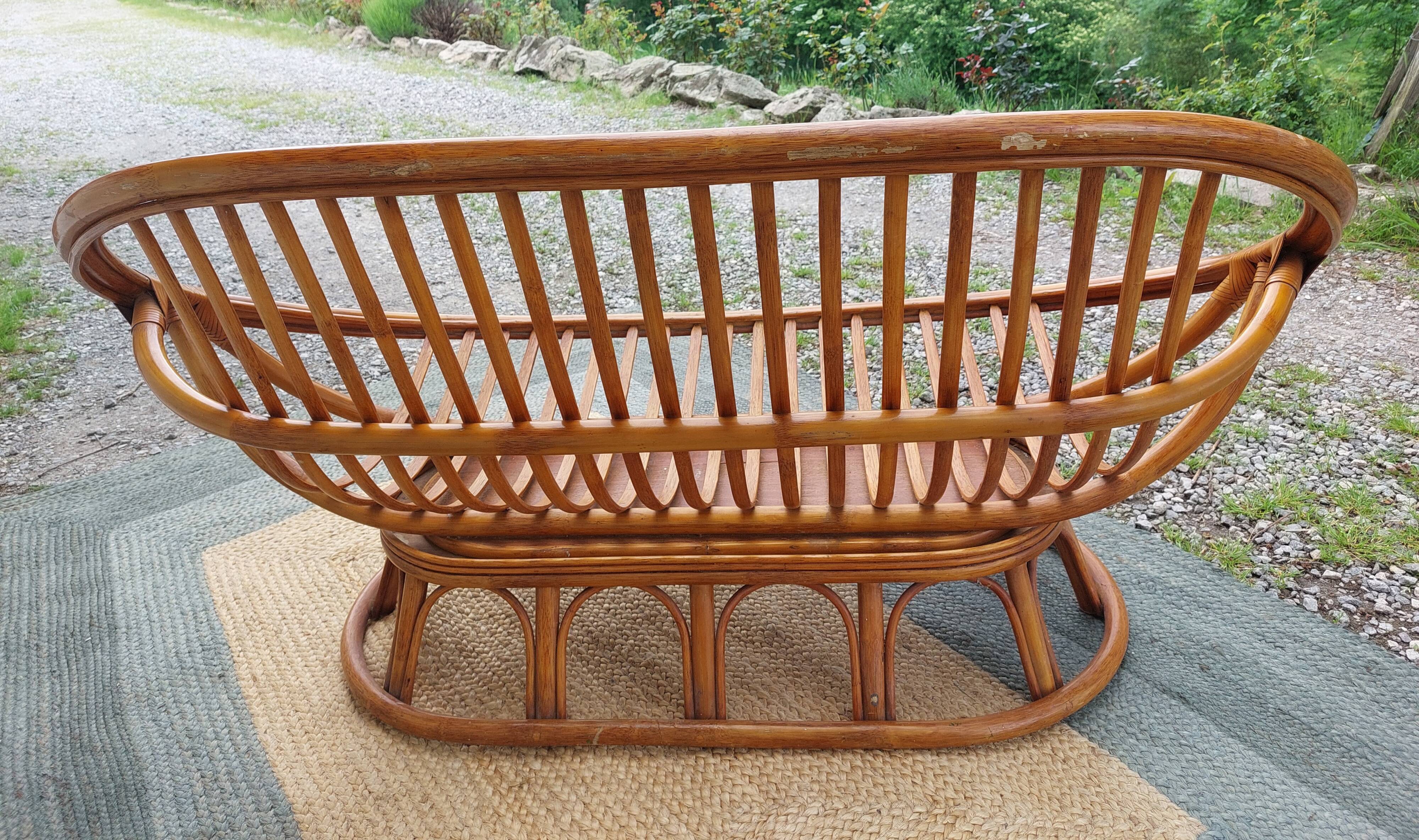 bamboo wood, rattan, vintage sofa