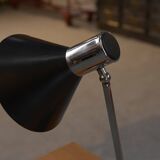 Black lacquered and chrome metal desk lamp, Italian design, circa 1970s