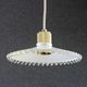 Opaline pendant light in white glass with transparent pleated edges - contemporary metal socket