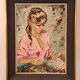 Oil portrait signed Betty Raphaël "the reader"