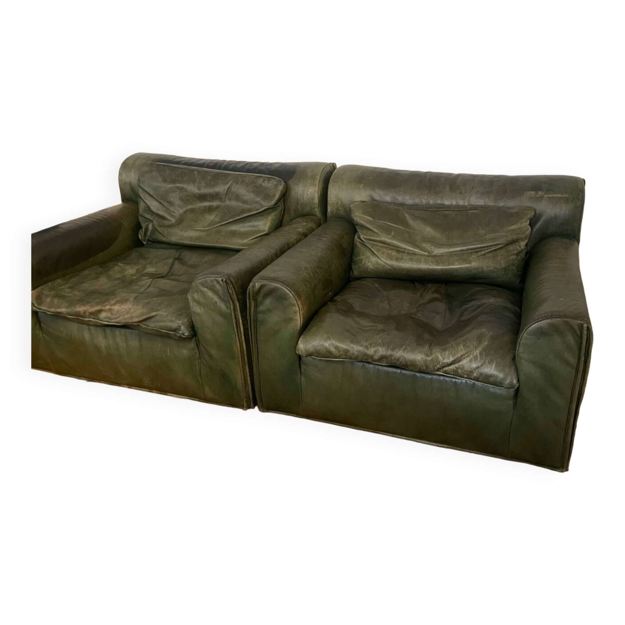 Chaises Knoll en cuir vert