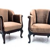 Paire de fauteuils anciens, europe du nord, vers 1890. après restauration.