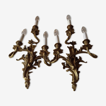 Pair of bronze sconces, 19th century