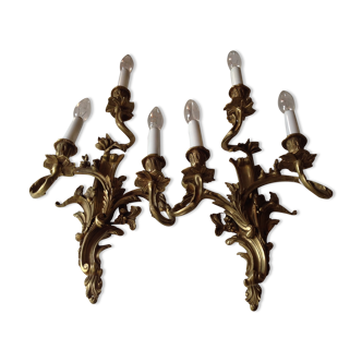 Pair of bronze sconces, 19th century