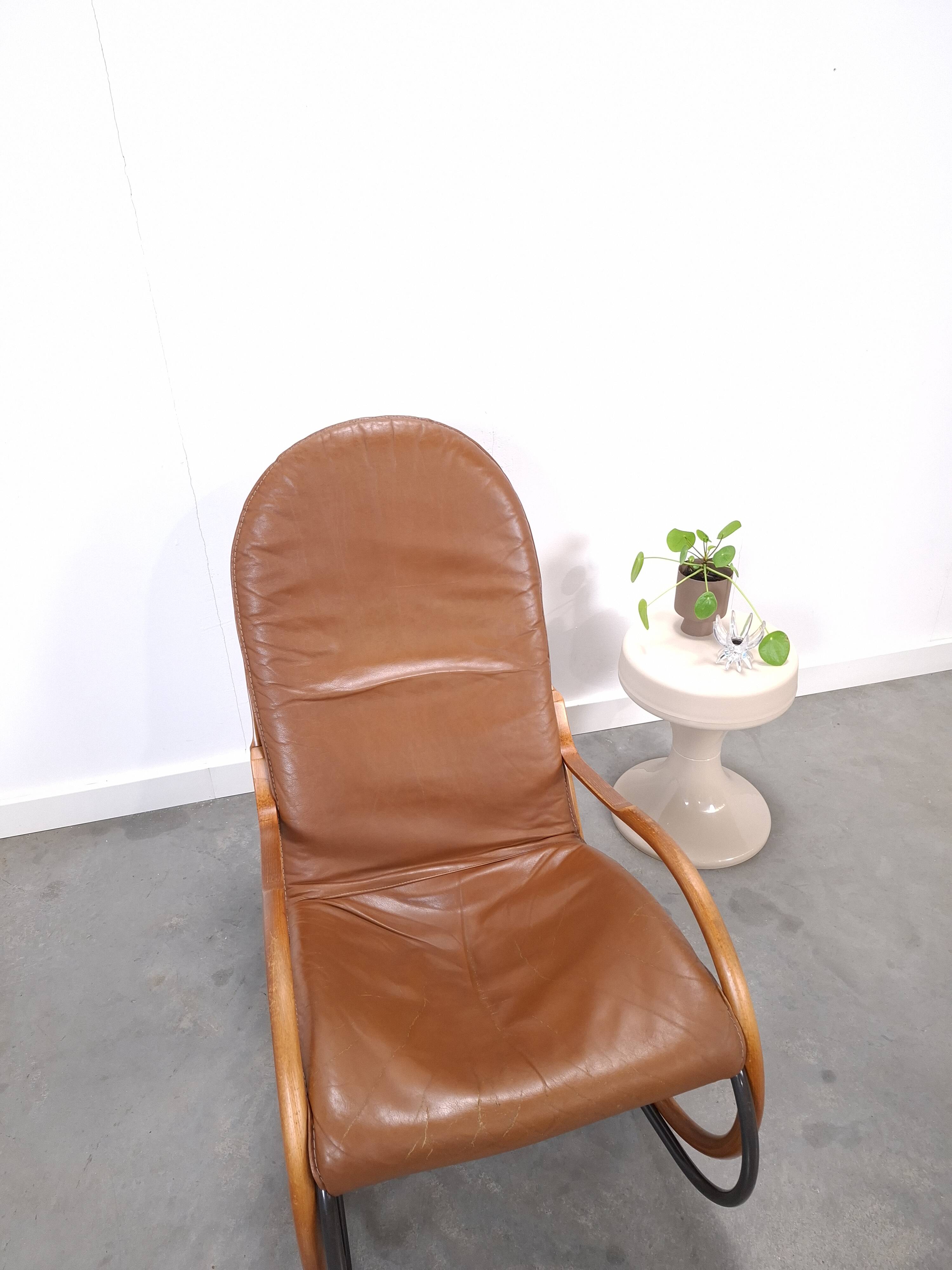 Leren Nonna fauteuil à bascule Paul Tuttle, Strässle, fauteuil à bascule