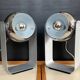 Pair of Eyeball lamps in chrome metal and aluminium