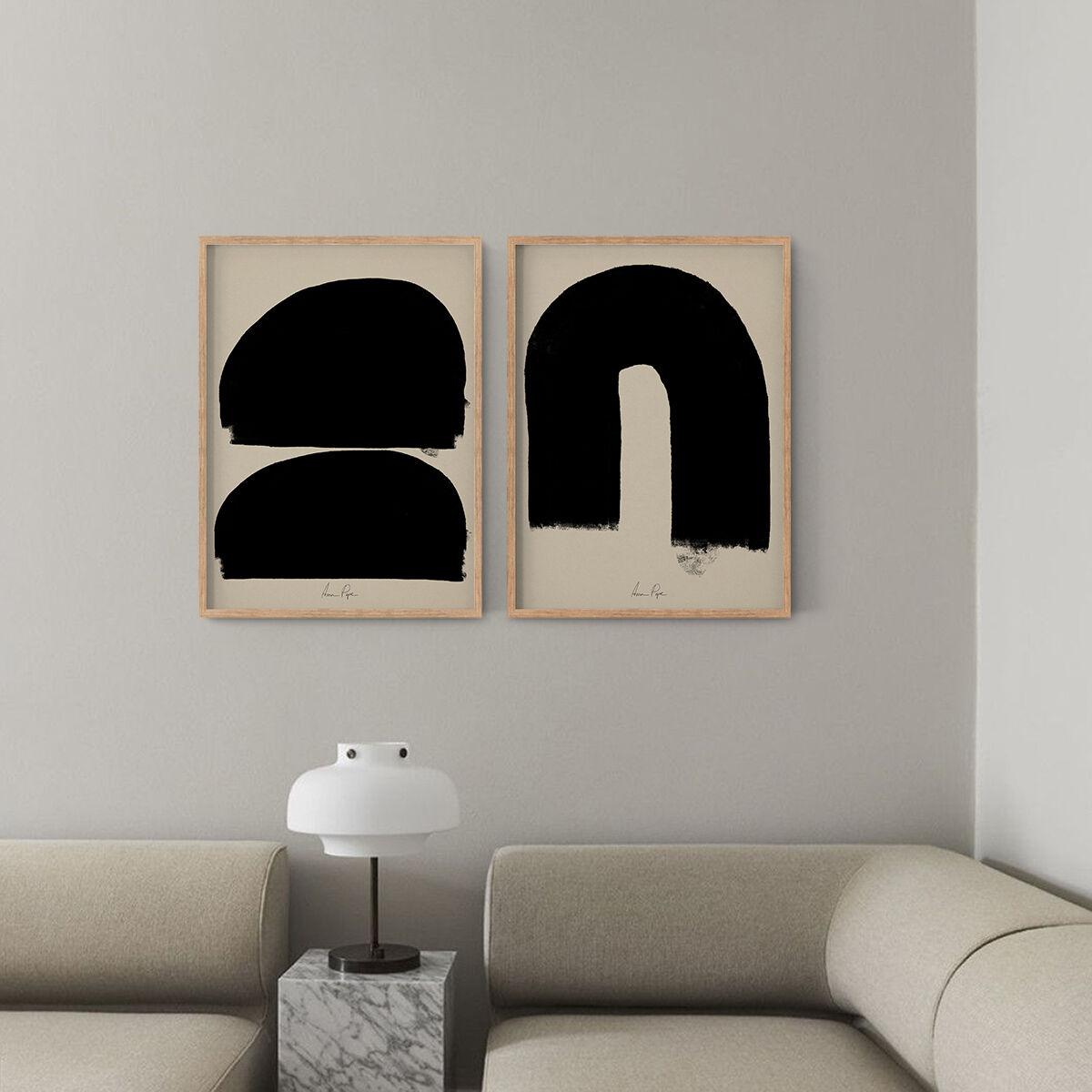 Pair of giclee prints, abstract wall art set of two, 50x70cm