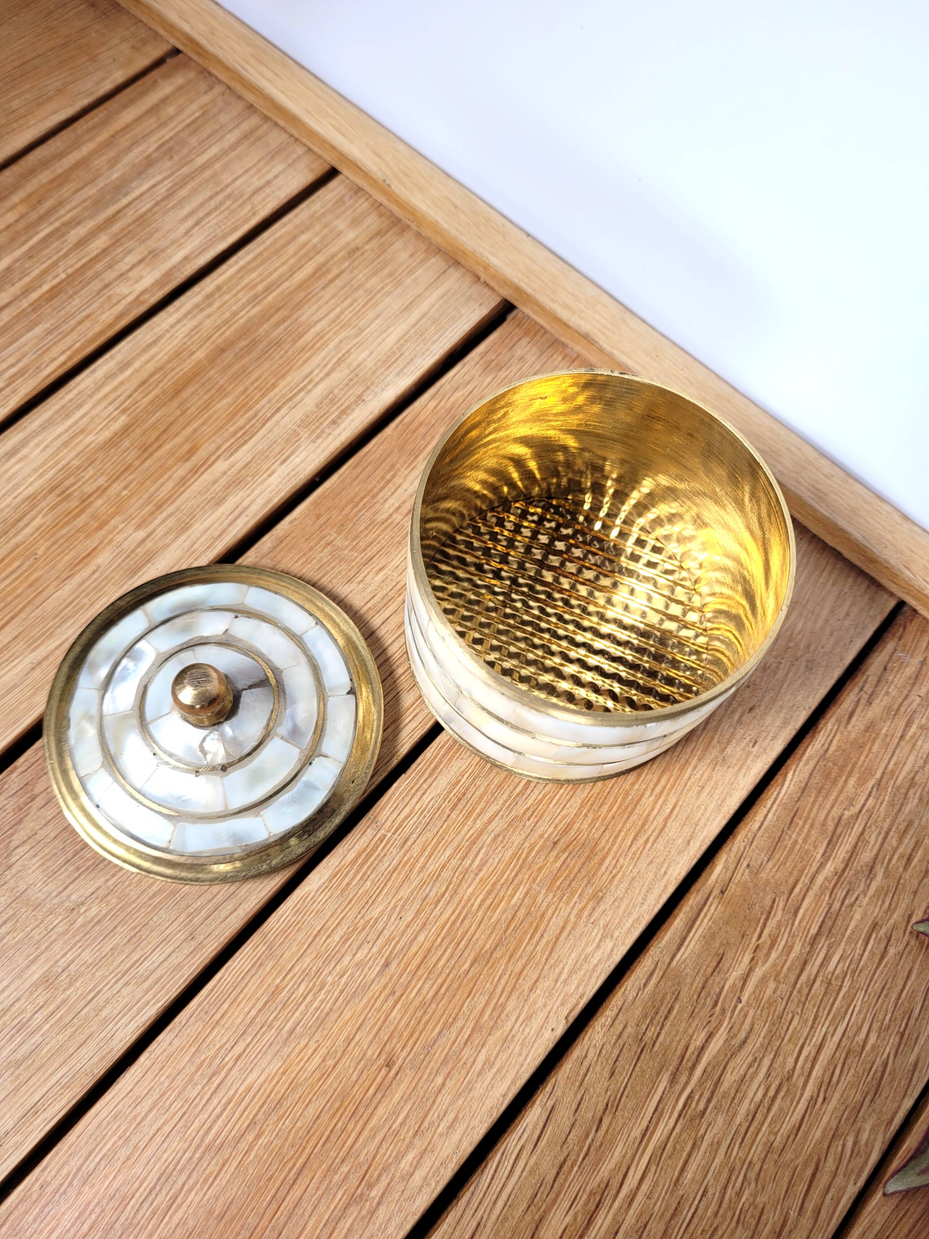 Box with brass lid & mother-of-pearl