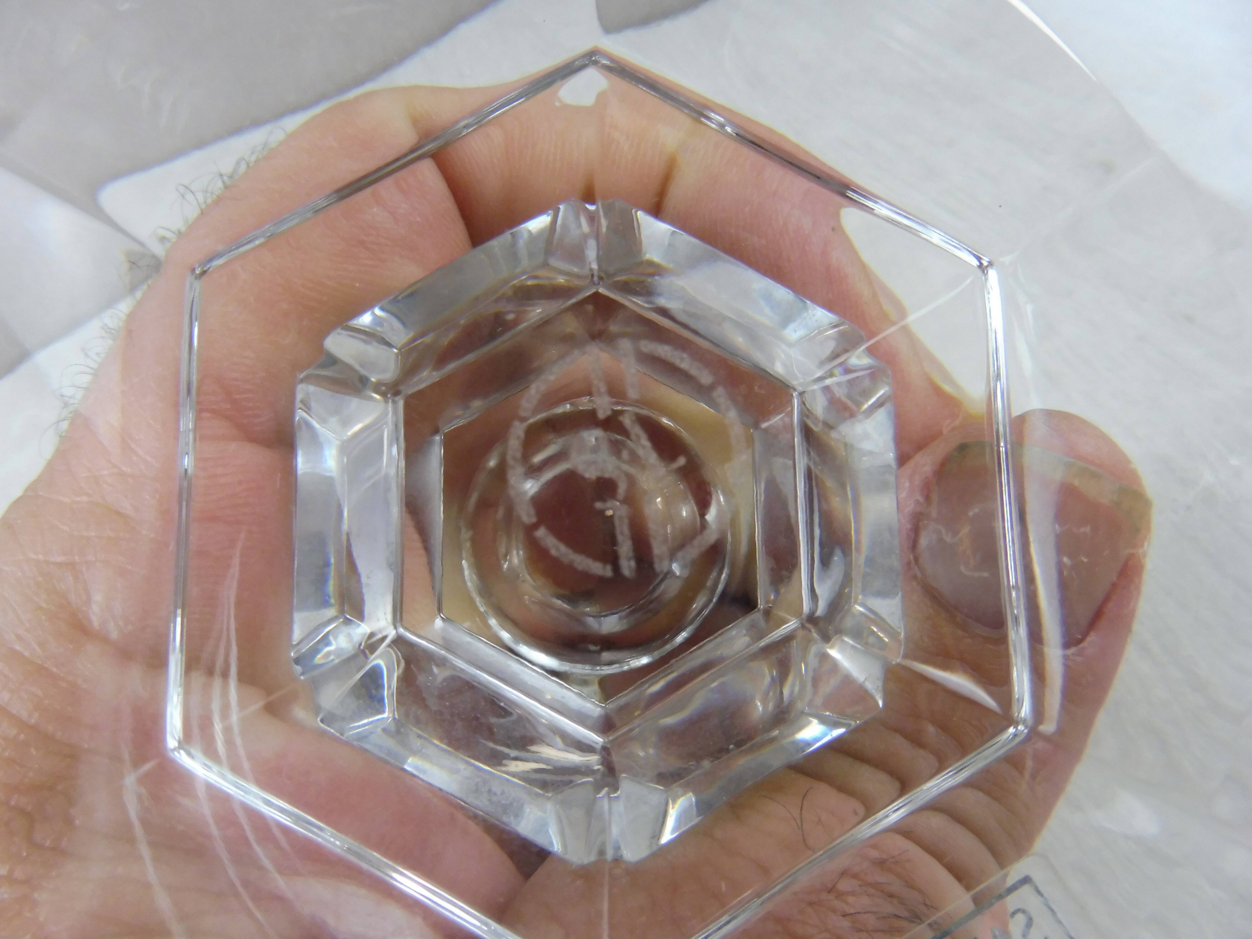 Ancient candlestick, hexagon shape Jardy, St. Louis crystal