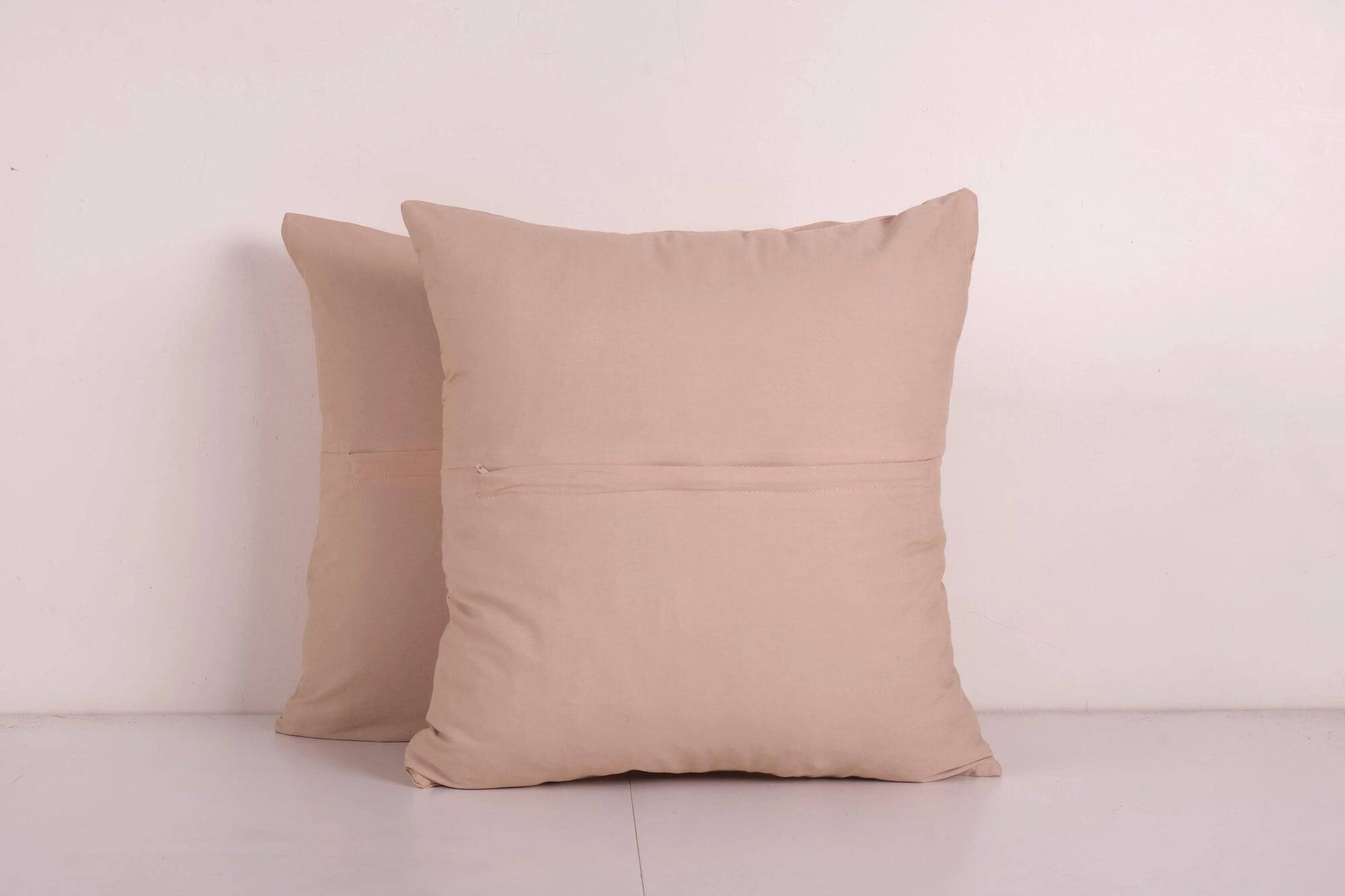 Lot de 2 housses de coussin brodées vintage 46x48 cm