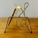 Vintage record holder in gold metal - for 50 vinyls