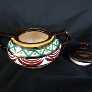 Art deco coffee service in St. Jean de Bretagne earthenware, hand painted (15 pieces)