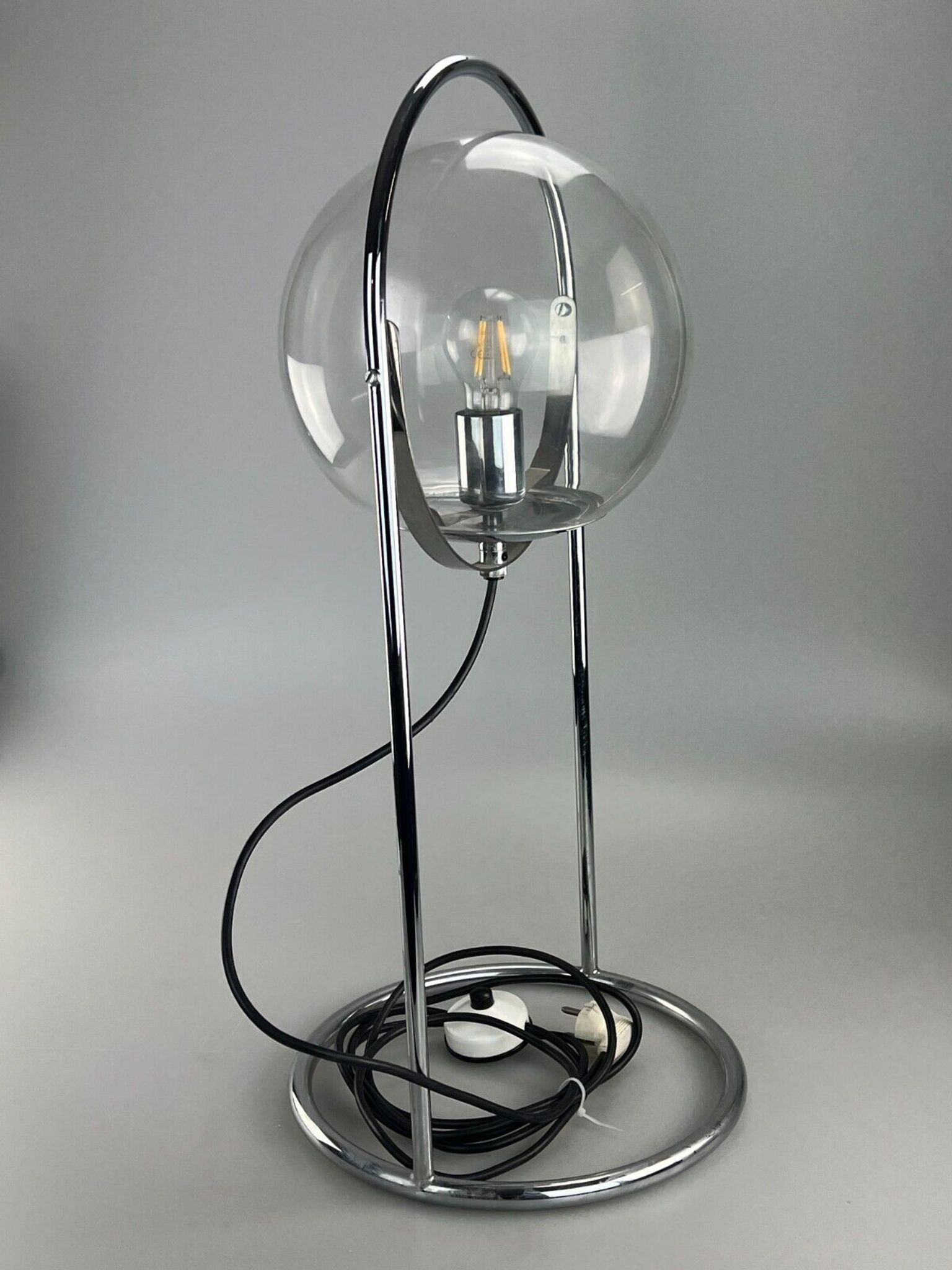 Lampe à boule de table space age design verre métal, 60s 70s
