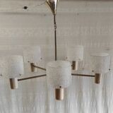 Brass and perspex chandelier with 5 lights - 1960s/70s