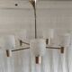 Brass and perspex chandelier with 5 lights - 1960s/70s