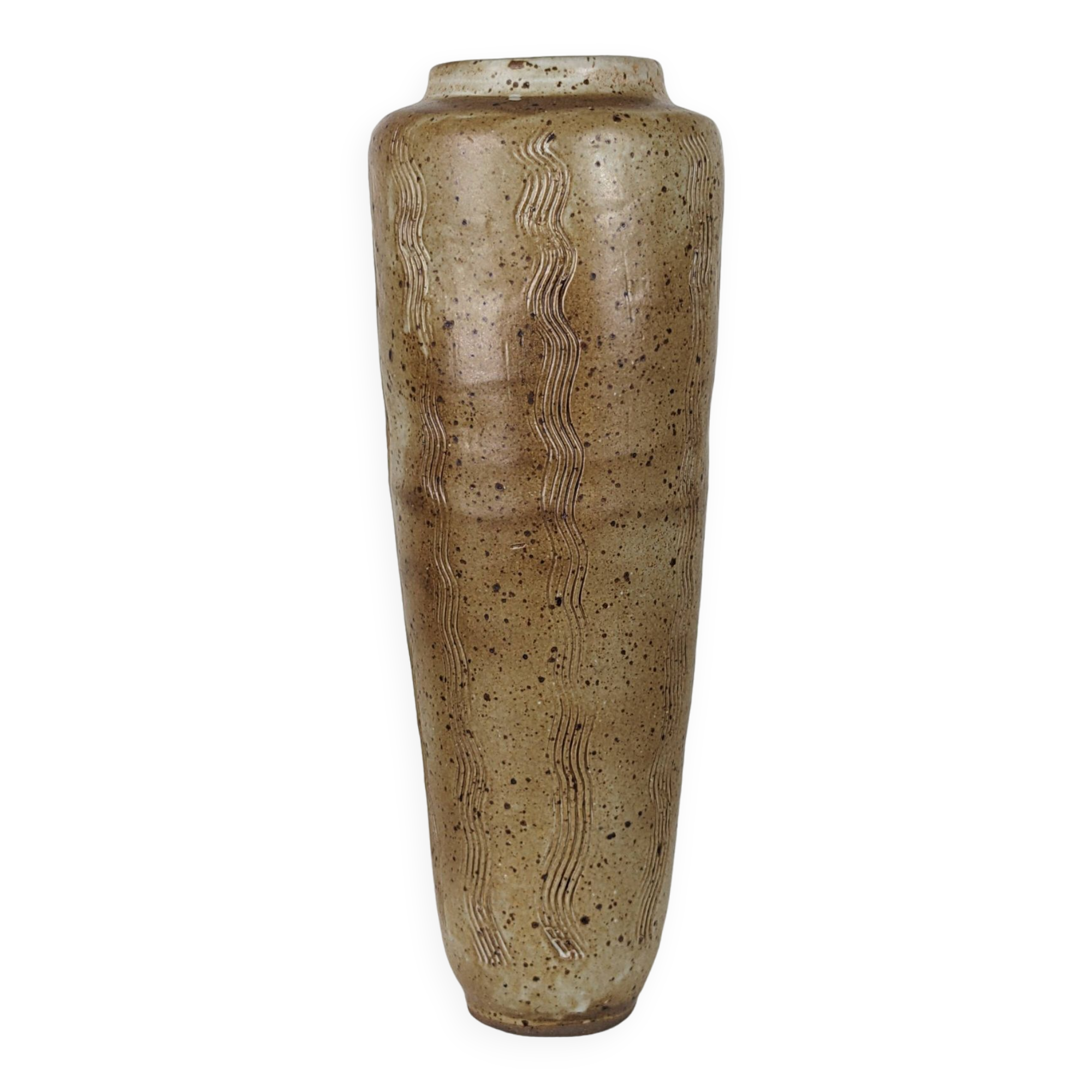 Pyrite stoneware vase with scarified wave decoration - 1970s