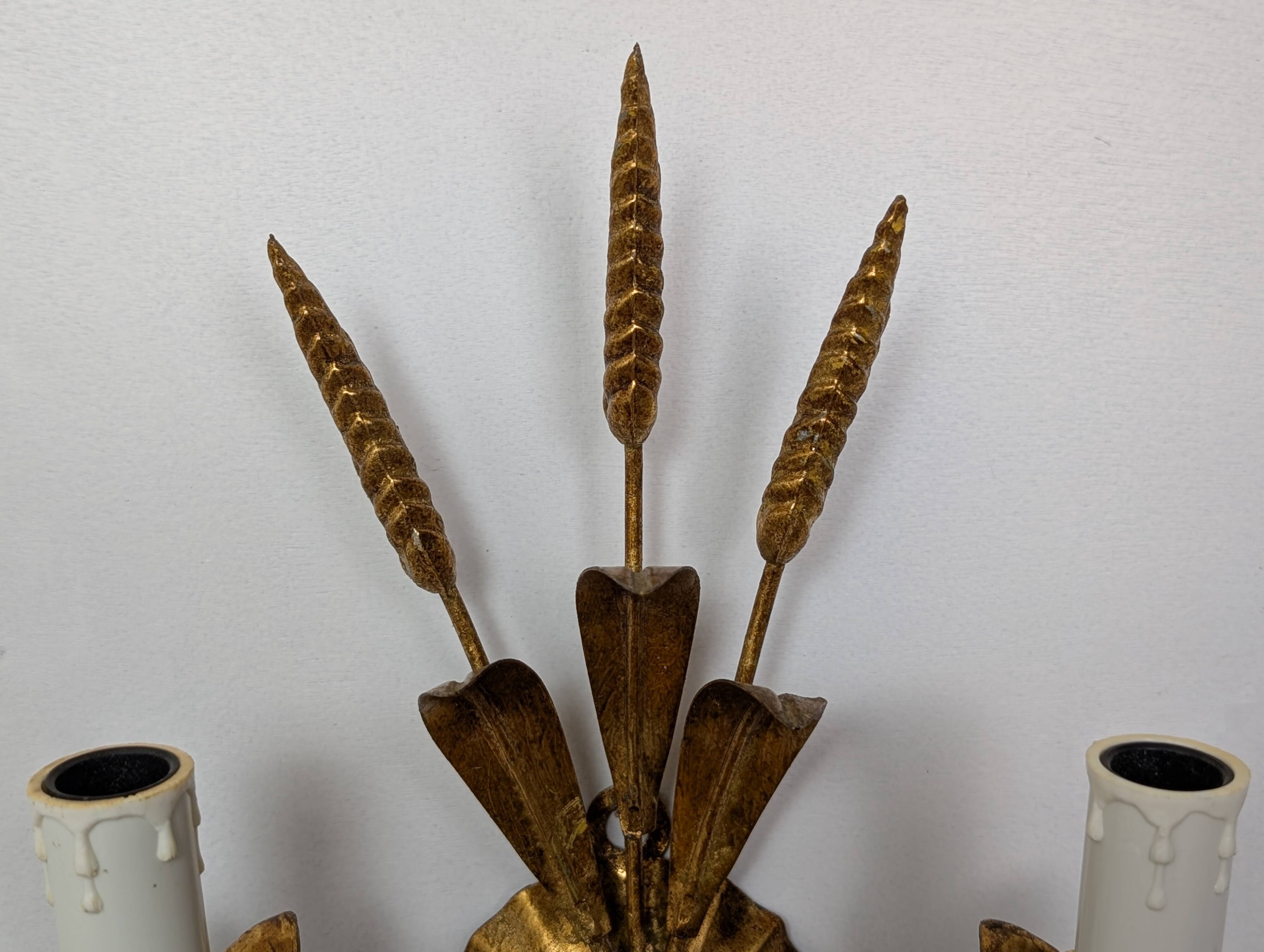 Pair of wheat ear wall lights