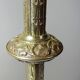 Large pair of antique gilded bronze candlesticks, Gothic style from the 19th century.