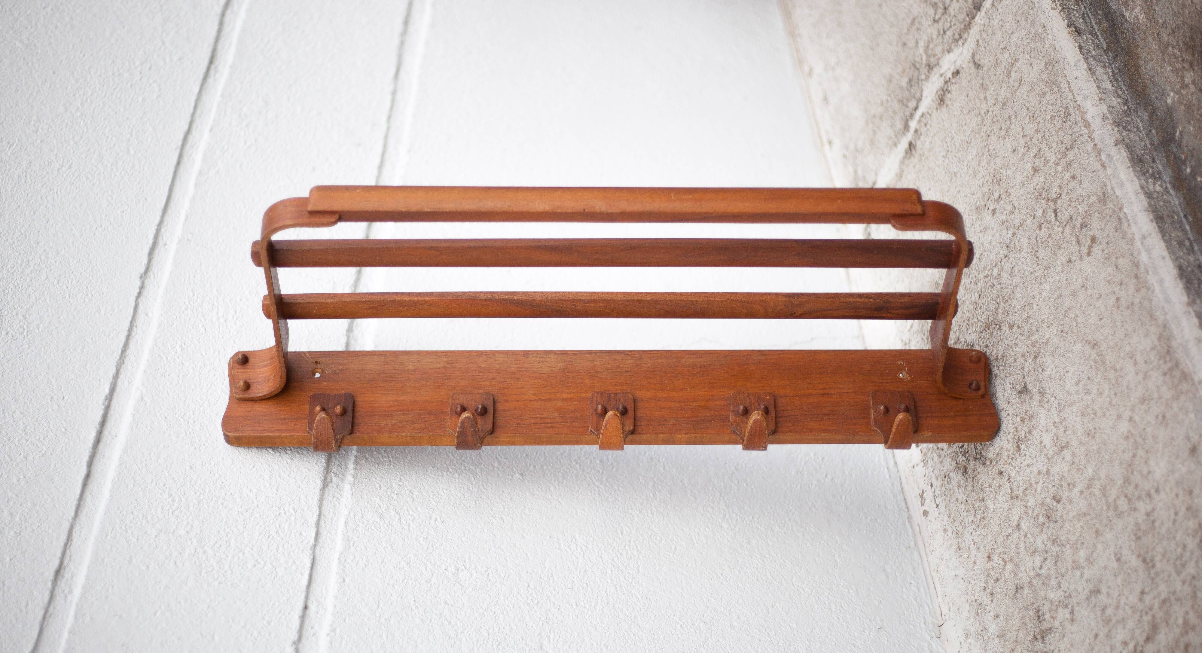 German wooden coat rack attributed to Bruno Paul, vintage coat rack, wall coat rack, woode