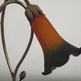 Vintage Bronze Effect Metal Lily Pad Double Light Table Lamp Tulip Shades