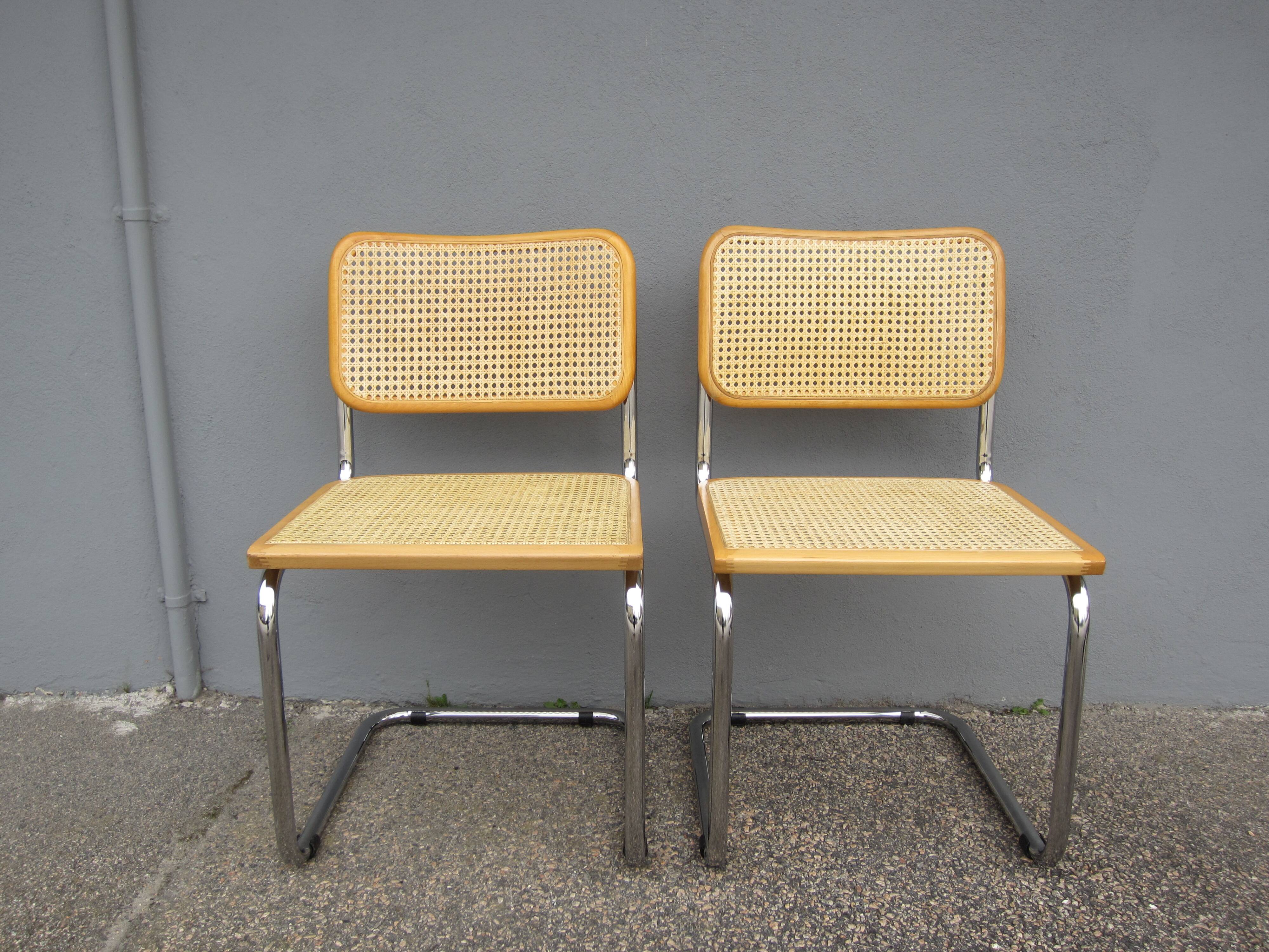Pair of Cesca B32 Marcel Breuer chairs