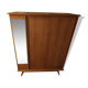Vintage oak wardrobe with mirror with two sliding doors, France 1960s
