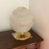 Vintage table lamp from Verrerie de Clichy, speckled glass and brass, years.