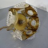 Italian brass and glass ceiling lamp, 1960s