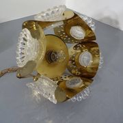 Italian Brass & Glass Ceiling Lamp, 1960s