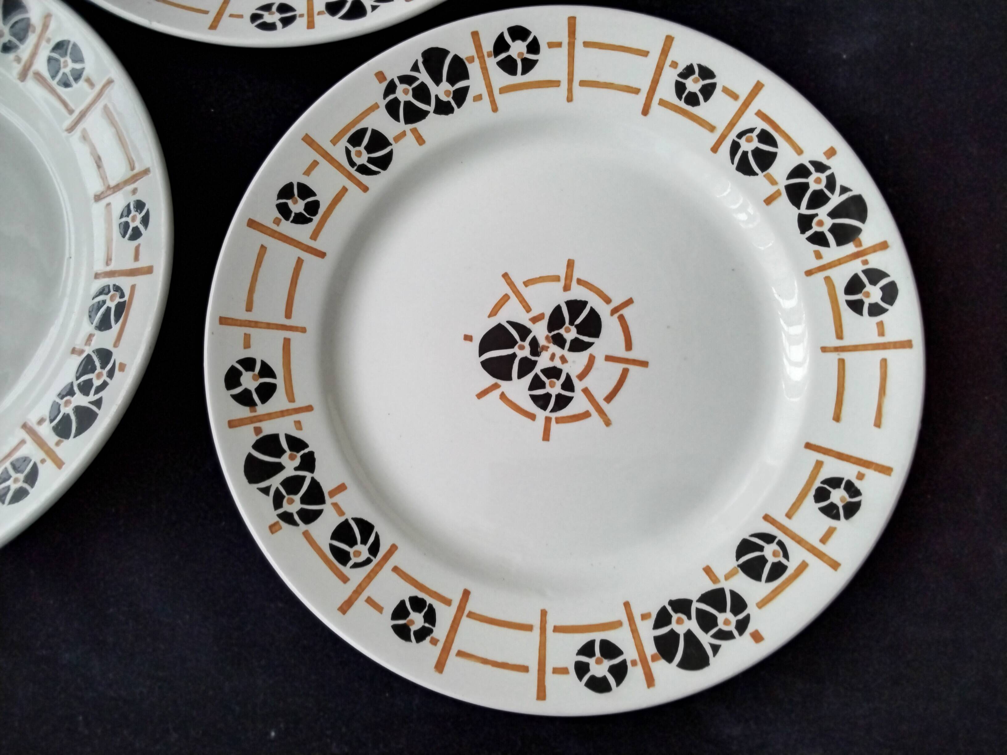 Set of 3 flat plates Pexonne Fenal Frères Nymphéa model