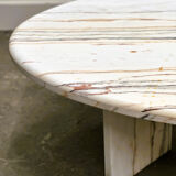 Oval Breccia Sarda Striato marble coffee table, Italy 1980s