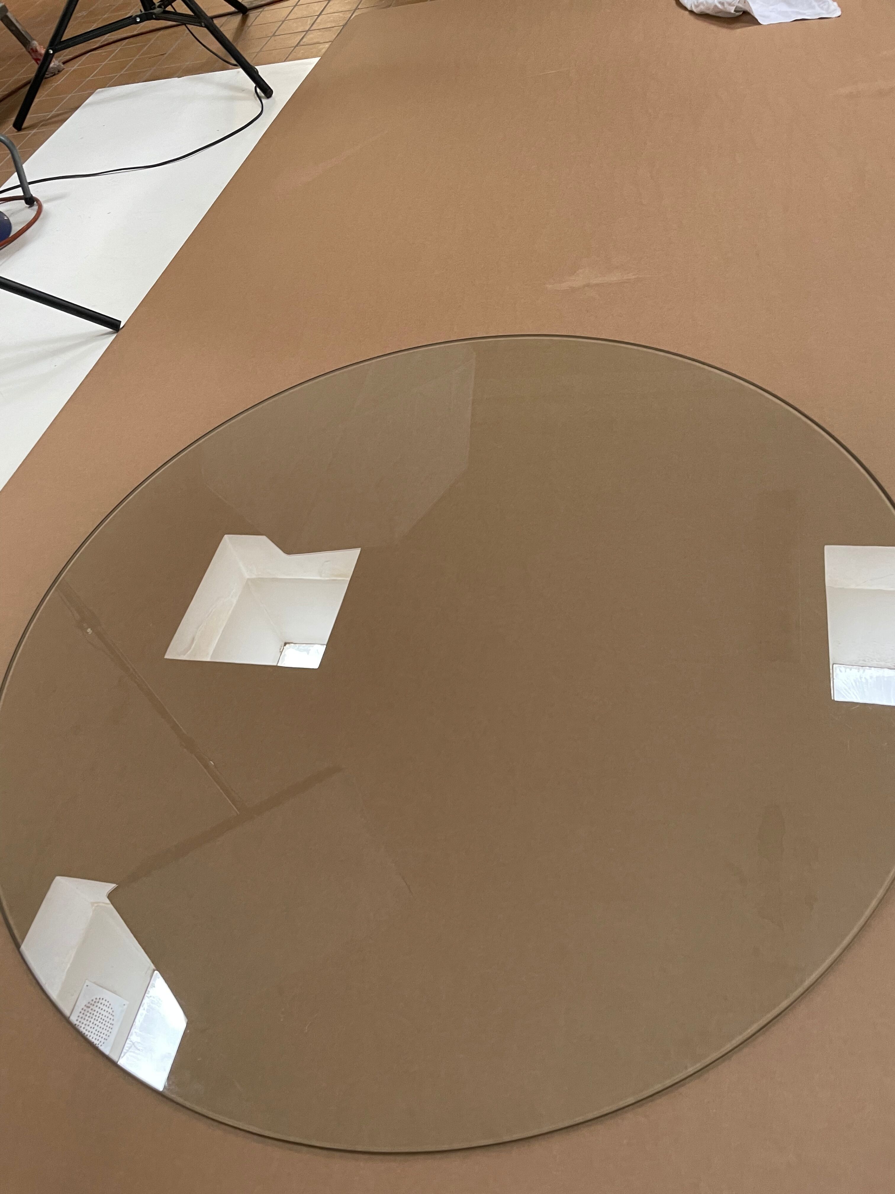 Round dining table chrome and glass / italy, 1980s