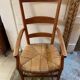provençal armchair with dark beech armrests two-tone straw seat