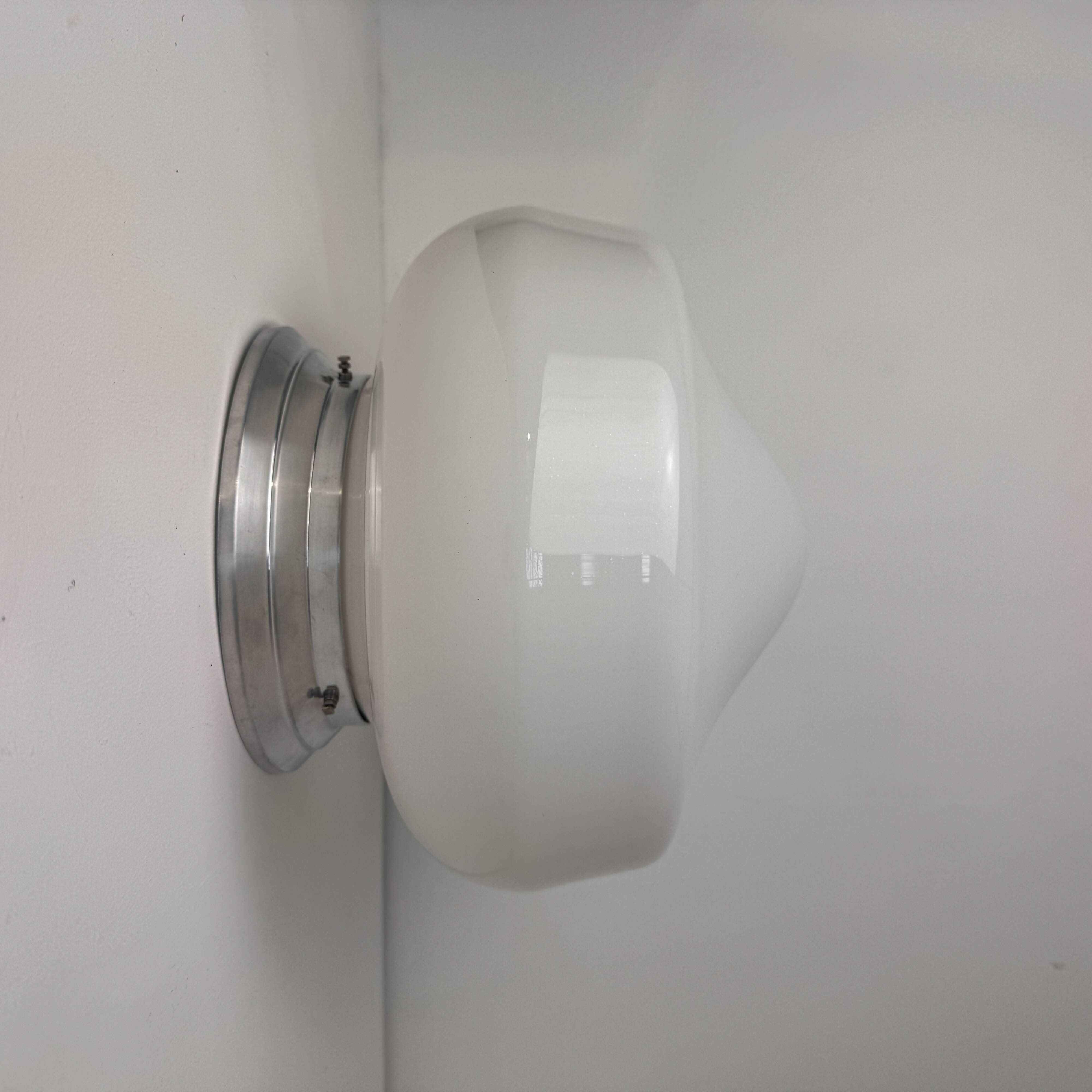 Antique ceiling light or vintage wall light in xl opaline