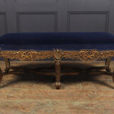 Antique french carved and parcel gilt long stool c1860