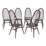 Set of 6 dining windsor chairs by Lucian Ercolani, italy, 1960