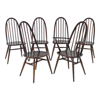 Set of 6 dining windsor chairs by Lucian Ercolani, italy, 1960