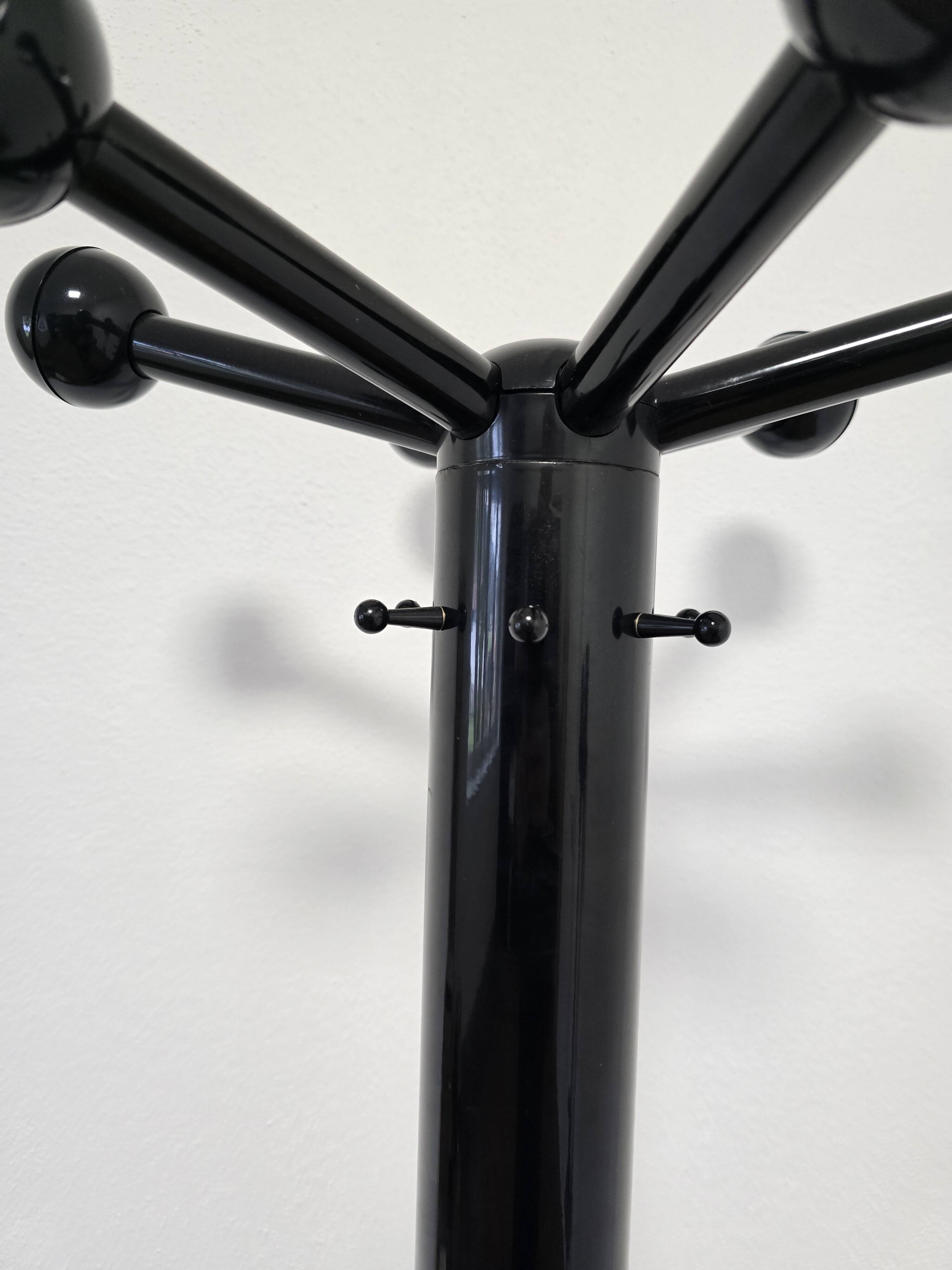 80s Stylish Black Coat Rack and Umbrella Stand