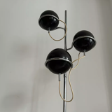 Monix vintage adjustable floor lamp, chrome and brown lacquered metal