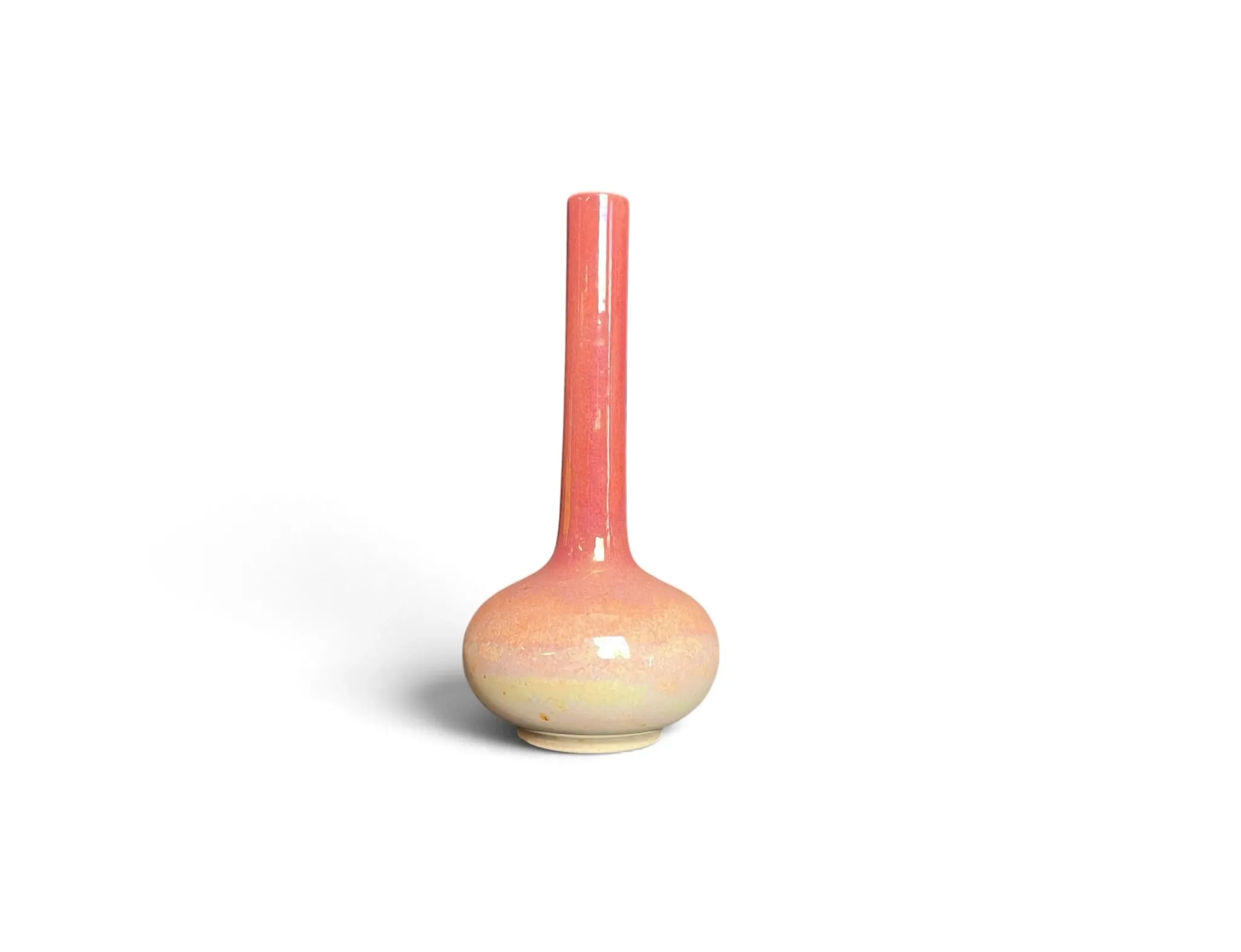 Art Nouveau, iridescent faience soliflore vase from Sarreguemines around 1900.