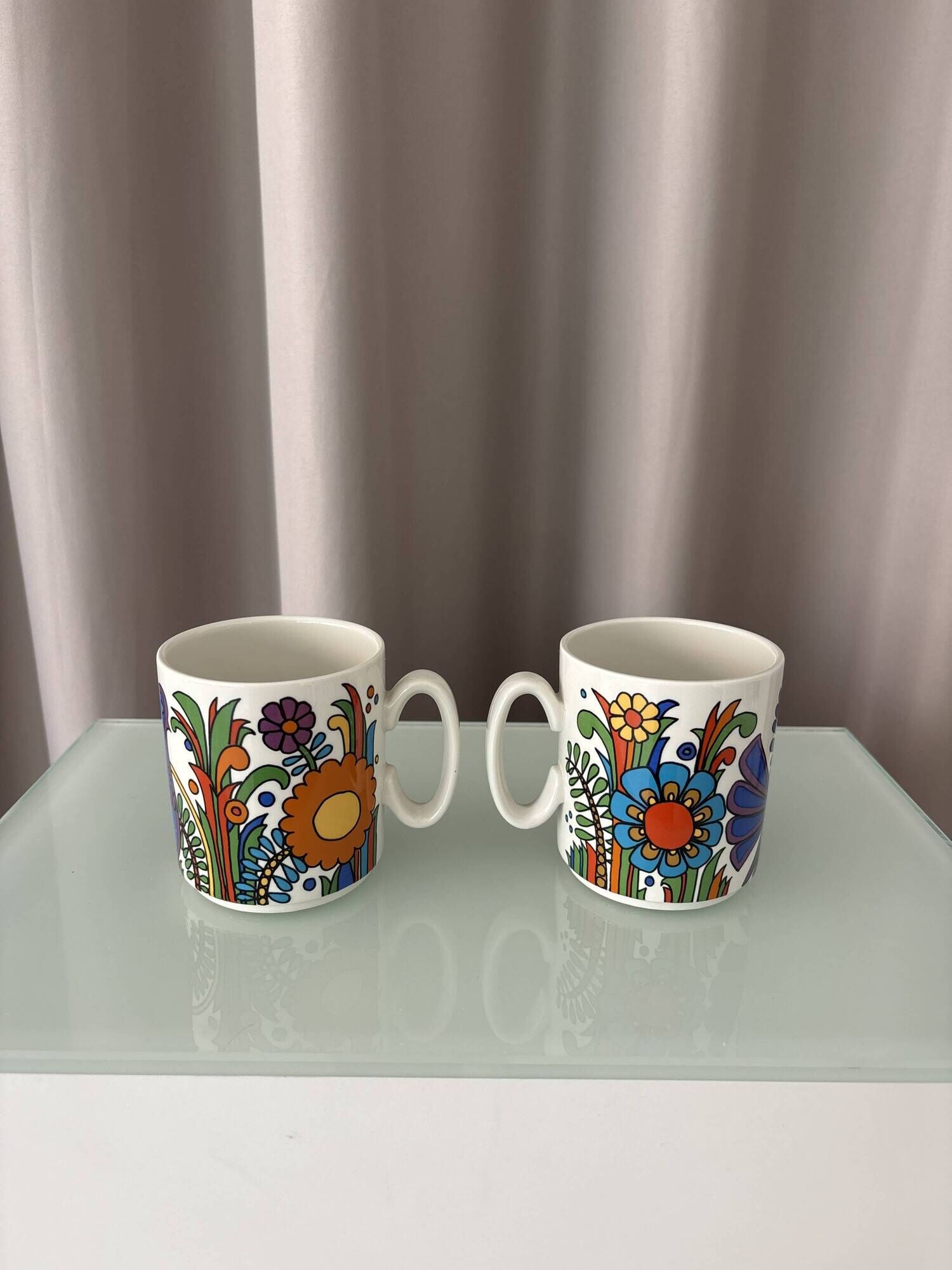 Pair of Villeroy & Boch Acapulco Mugs | 1970s Floral Design