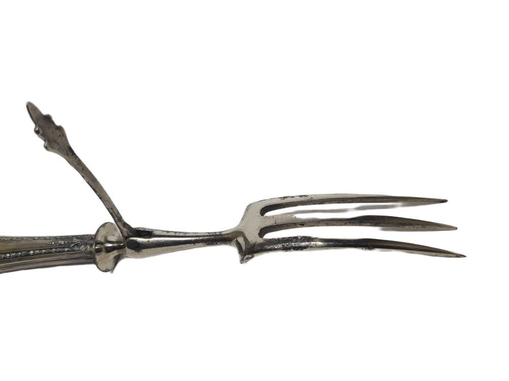 Art Nouveau silver fork for roasted beef, France, 1900s