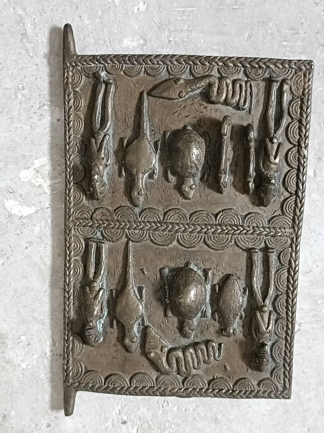 Antique small Dogon bronze door