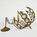 Brass facet cut glass hanging lamp gold plated 3rd quarter 20th