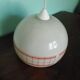 Space age pendant lamp, white opaline with orange silkscreened geometric designs
