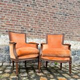 Pair Of Bergères Trapeze Backrest In Walnut Louis XVI XVIII Eme Century