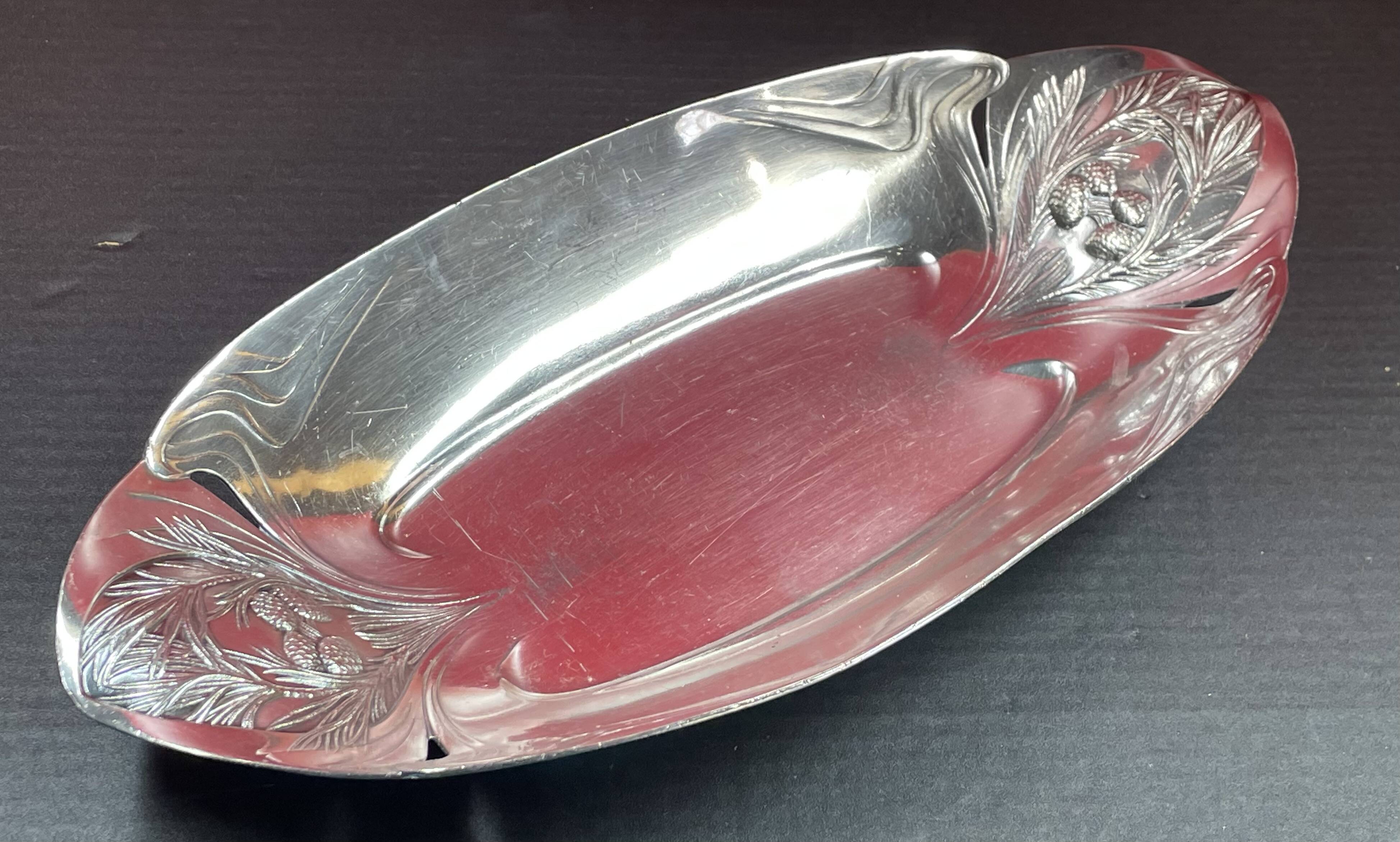Gallia christofle old basket empty pocket flat silver metal, art nouveau